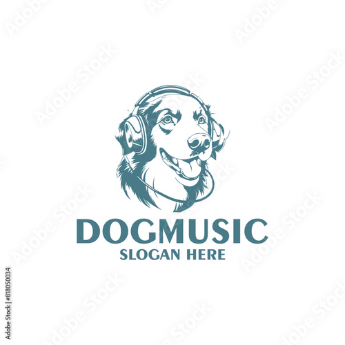 Dog music logo vector illustration