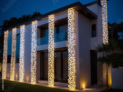 Architectural Innovation  LED Lights Adorn the Facade of a Contemporary House