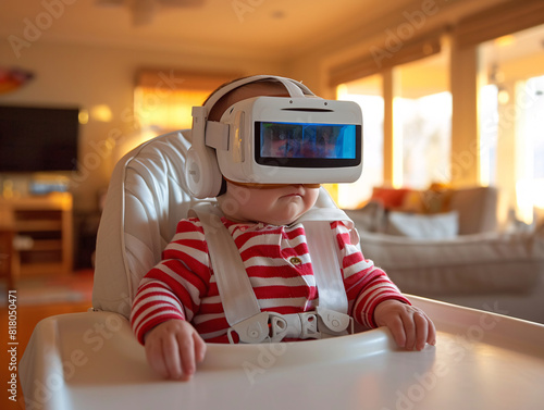 a baby wearing a virtual reality goggles photo