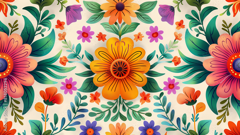 custom made wallpaper toronto digitalpatron floral sobre la cultura mexicana, colores vivos