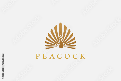 golden peacock vector illustration usable for logo design related to poultry. nature. farmer. animal. bird
