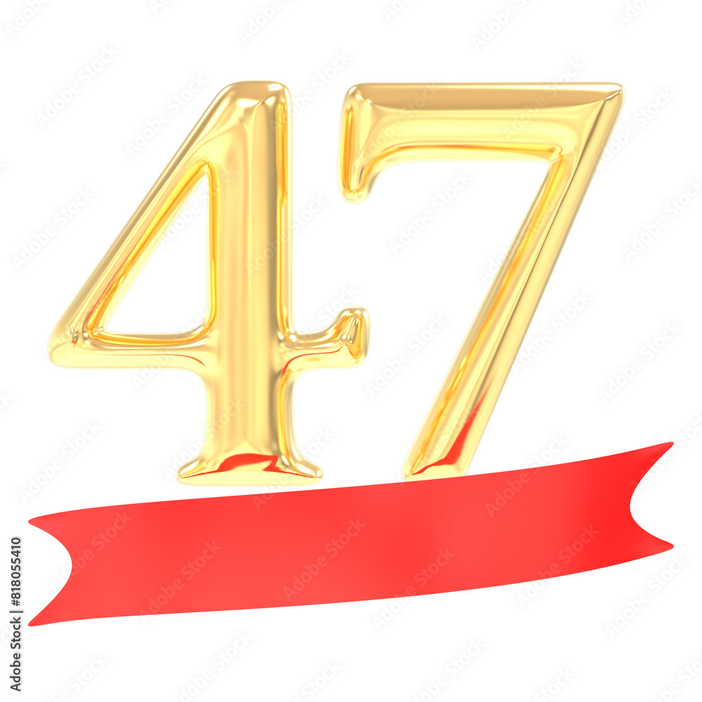 Anniversary 47 Number Gold And Red 3d Rendering Anniversary 47 Number Gold And Red 3d Rendering