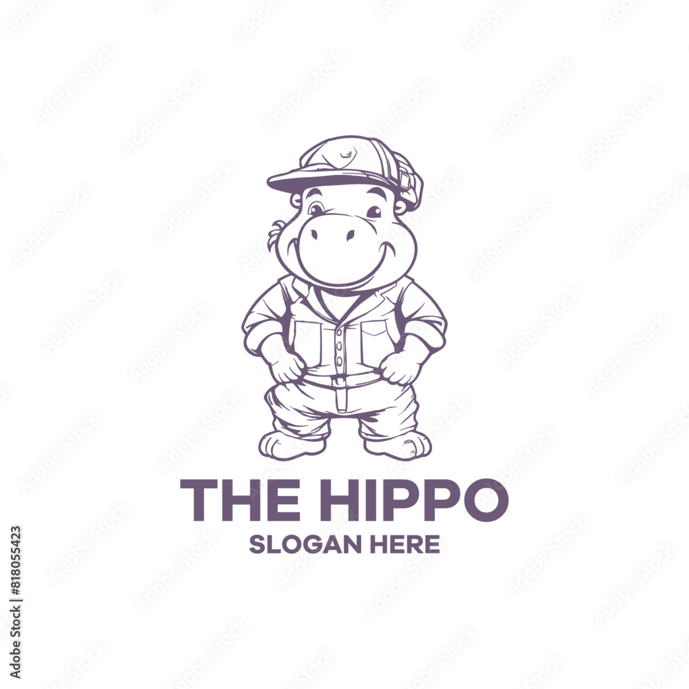 Cute hippo logo vector illustration Cute hippo logo vector illustration