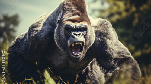 a gorilla with its mouth open photo