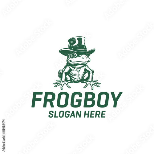 Cool frog vector logo illustration