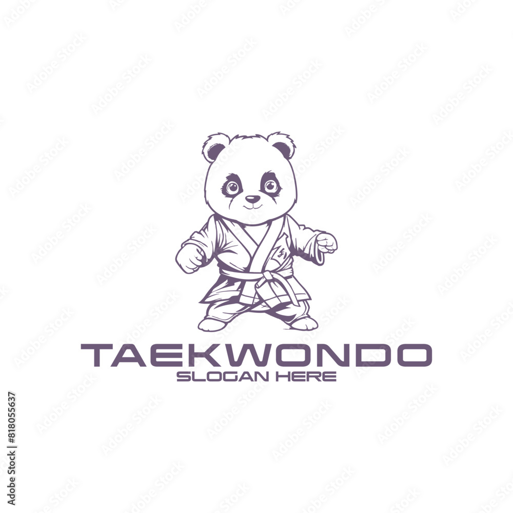 Taekwondo panda logo vector illustration