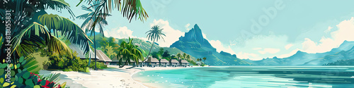 Tropical Paradise - Bora Bora Island Illustration photo