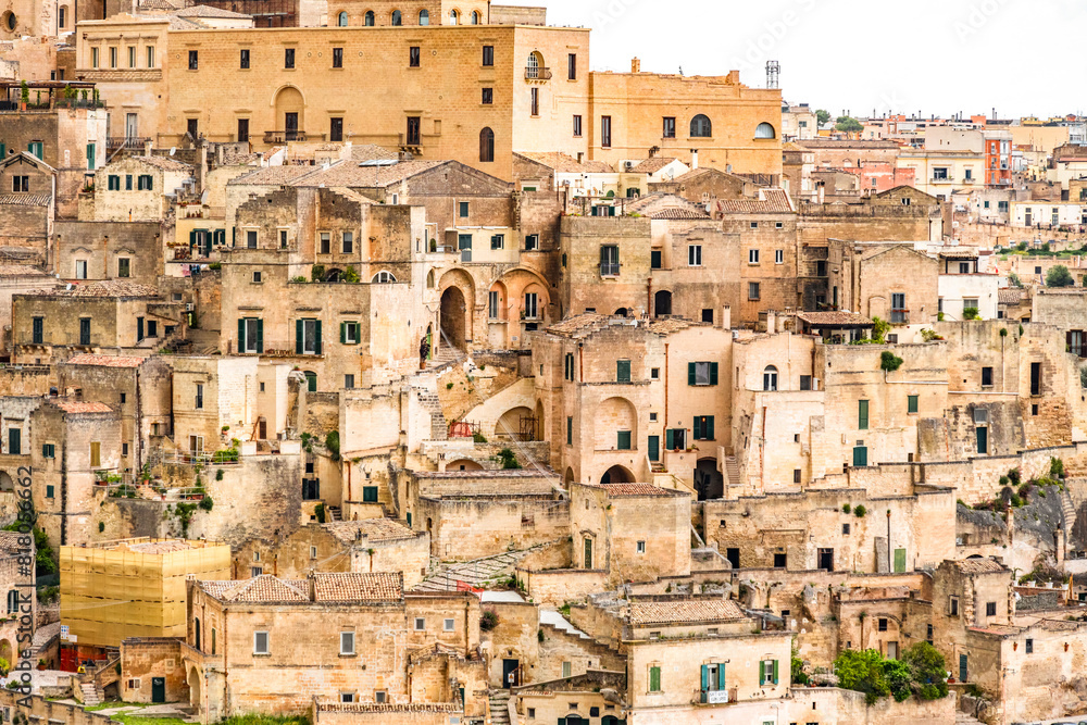 View of the ancient town of Matera, Sassi di Matera in Basilicata, southern Italy View of the ancient town of Matera, Sassi di Matera in Basilicata, southern Italy
