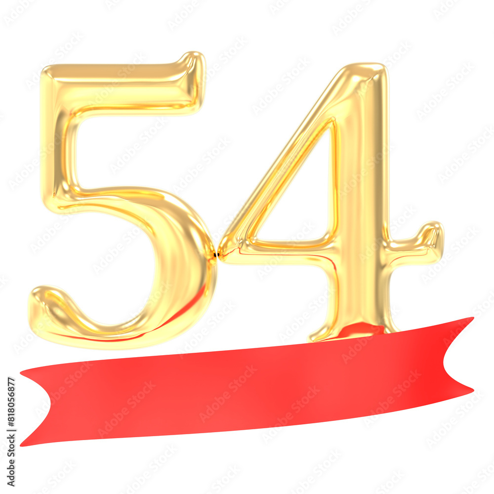 Anniversary 54 Number Gold And Red 3d Rendering Anniversary 54 Number Gold And Red 3d Rendering