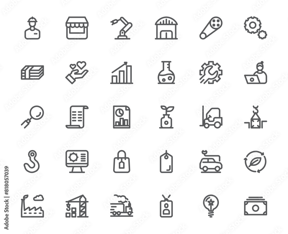 Production out line icon set Production out line icon set