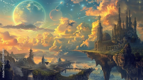 Painting of science fantasy epic UHD wallpaper