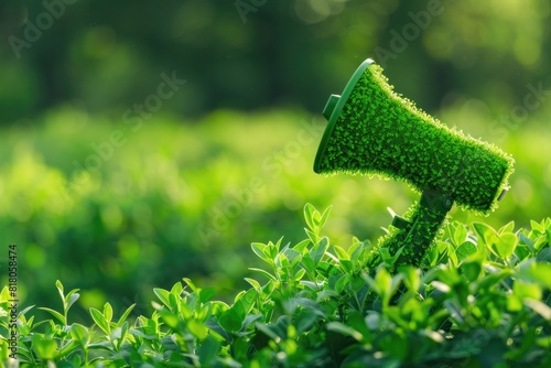 Bio Background. Communication Concept with Green Megaphone in Eco Marketing