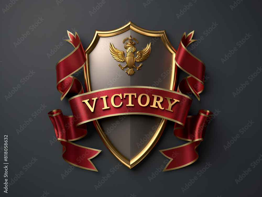 Victory word in golden shield, you are champion Victory word in golden shield, you are champion
