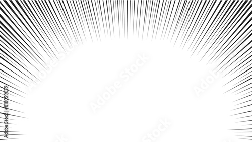 白い背景に黒の集中線のフレーム - 横長16:9 - 集中線･吹き出し･効果線のデザインパーツ素材
