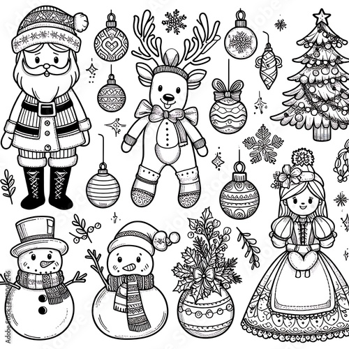 A collection of christmas decoration color image has illustrative.