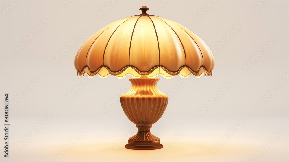 A lamp with a yellow shade sits on a white background A lamp with a yellow shade sits on a white background