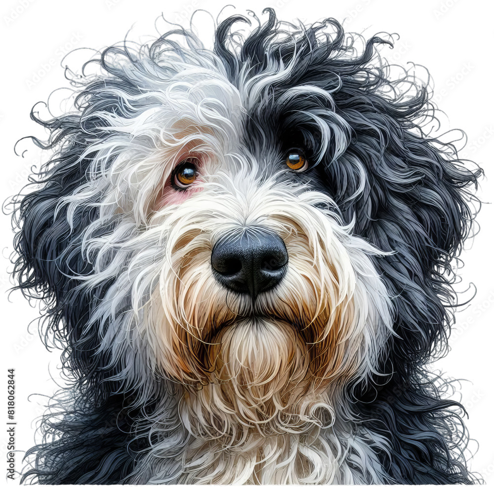 Majestic Old English Sheepdog Peeking: Timeless and Endearing Canine Art Majestic Old English Sheepdog Peeking: Timeless and Endearing Canine Art