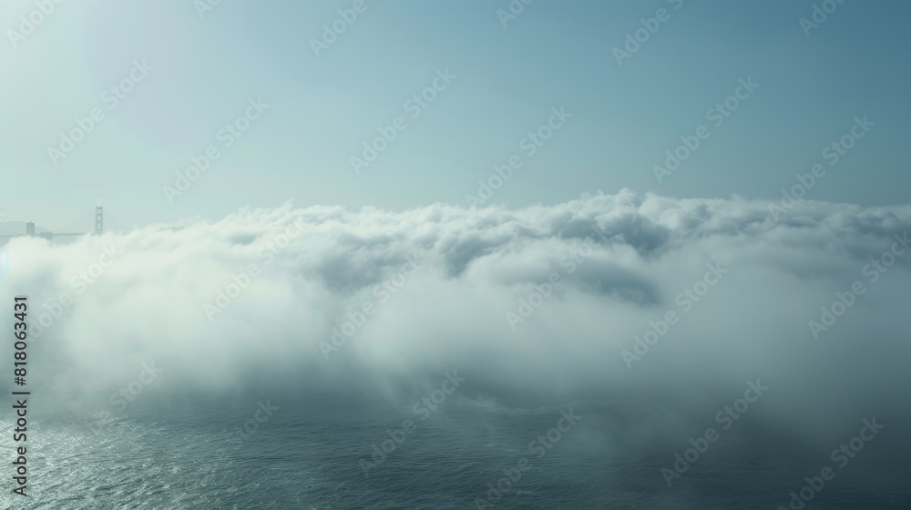 A thick fog bank creeps in from the ocean enveloping the city in a mysterious and otherworldly haze. A thick fog bank creeps in from the ocean enveloping the city in a mysterious and otherworldly haze.