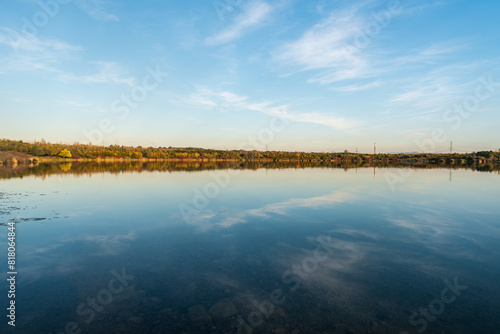 Karvinske more lake near Karvina city in Czech republic during autumn © honza28683