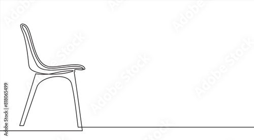 Chair in Continuous one line drawing. Interior with furniture in simple linear style. Editable stroke. Doodle Vector illustration