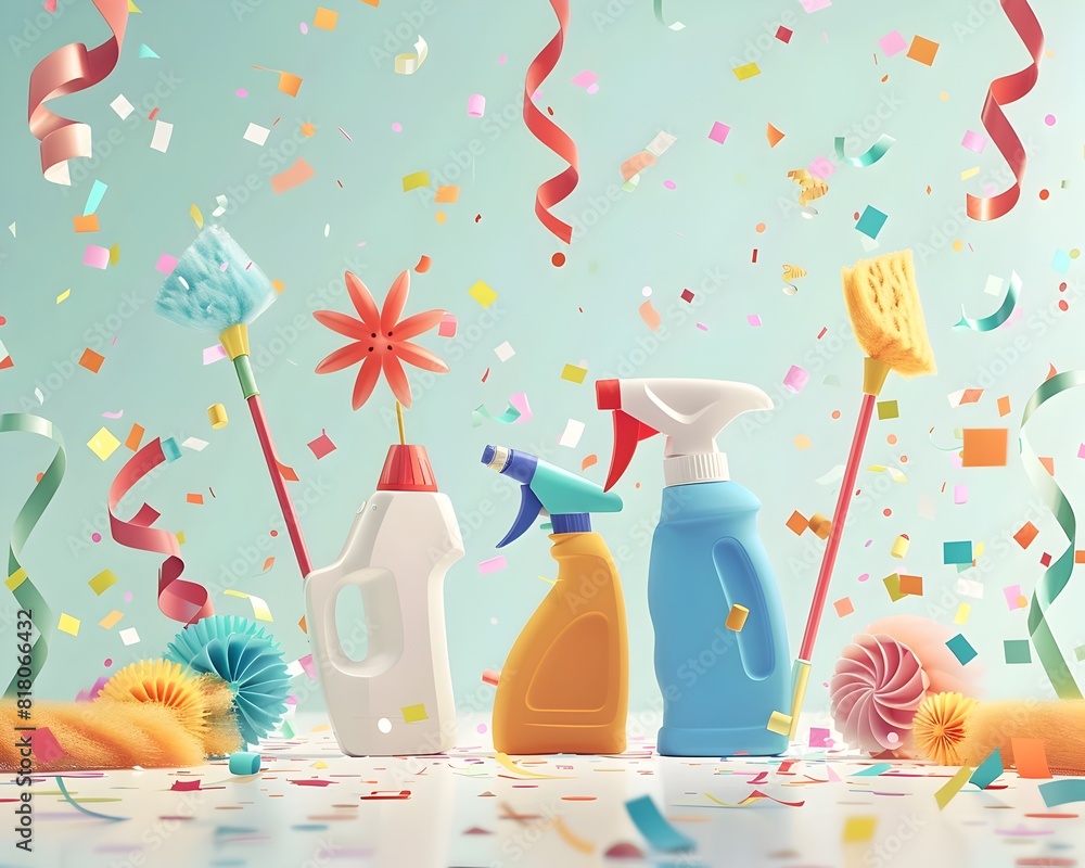 Animated Cleaning Supplies Celebrating a Sparkling Clean Environment Animated Cleaning Supplies Celebrating a Sparkling Clean Environment