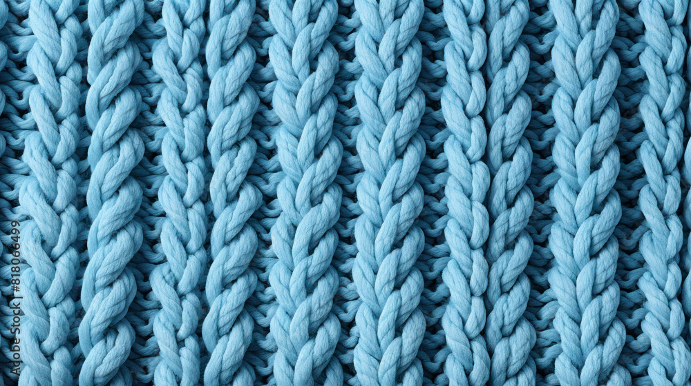 Close-Up of Blue Knitted Fabric Texture Background for Cozy and Warm Feeling Close-Up of Blue Knitted Fabric Texture Background for Cozy and Warm Feeling