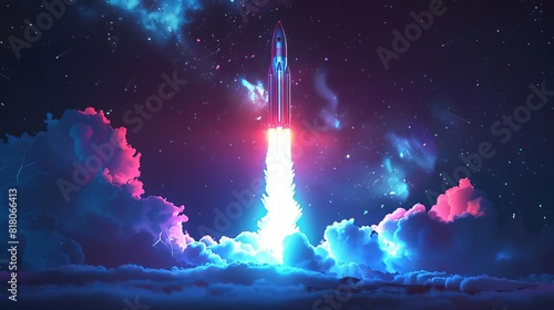 futuristic rocket blasting off into space boost and propulsion symbol ai generated illustration photo