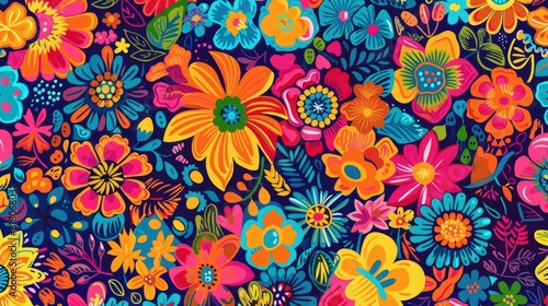 Vibrant Summer Bliss Colorful Seamless Pattern Background 