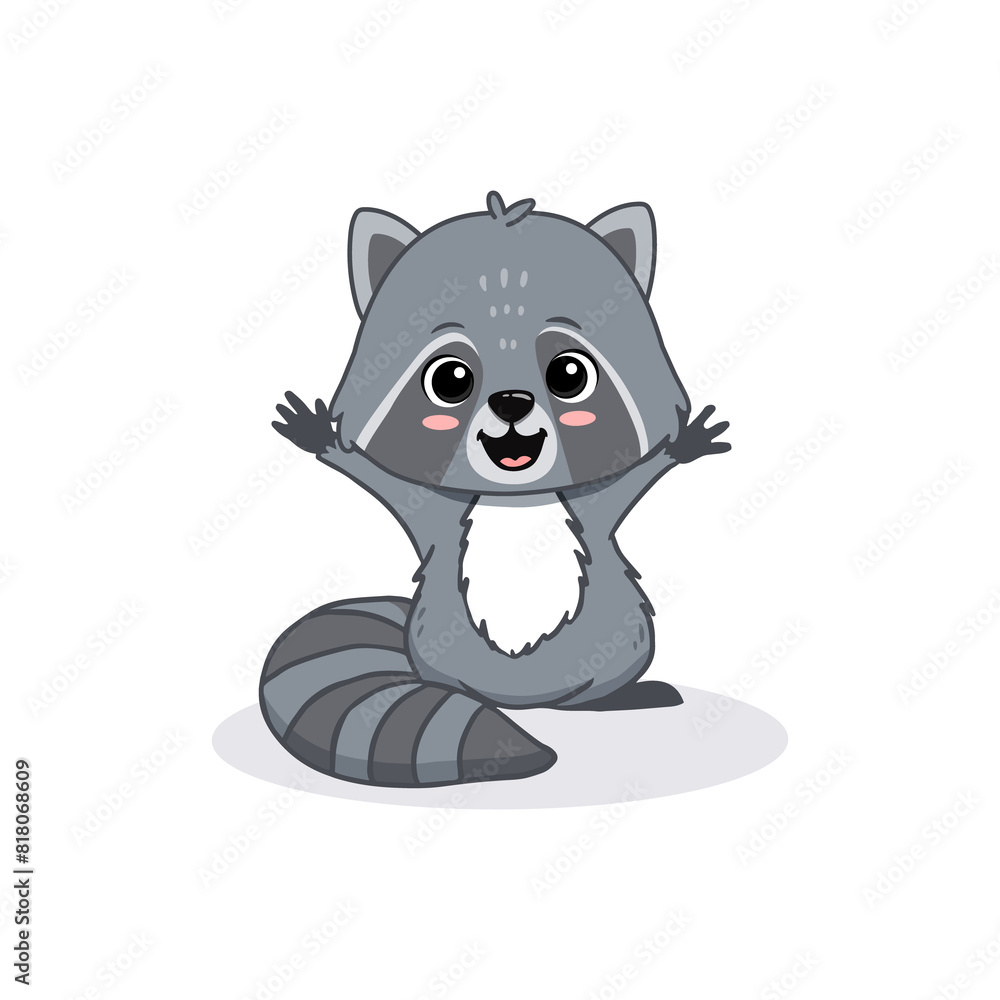 cute cartoon raccoon. Animal in flat style. Raccoon for cards,magazins, banners. Forest animal. cute cartoon raccoon. Animal in flat style. Raccoon for cards,magazins, banners. Forest animal.