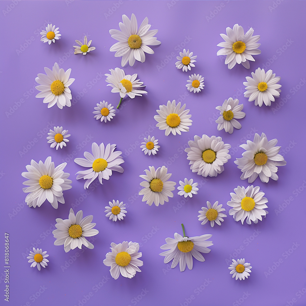 daisies on lilac background daisies on lilac background