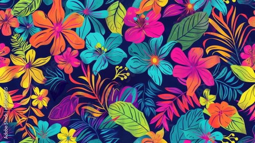 Vibrant Summer Bliss Colorful Seamless Pattern Background 