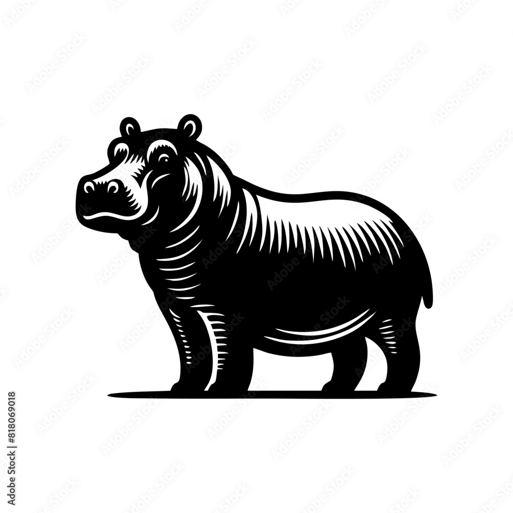 Fototapeta premium Hippo logo design. hippopotamus logo sign isolated vector illustration