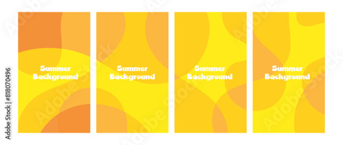 Summer set background, yellow vibrant banner template. Vector illustration