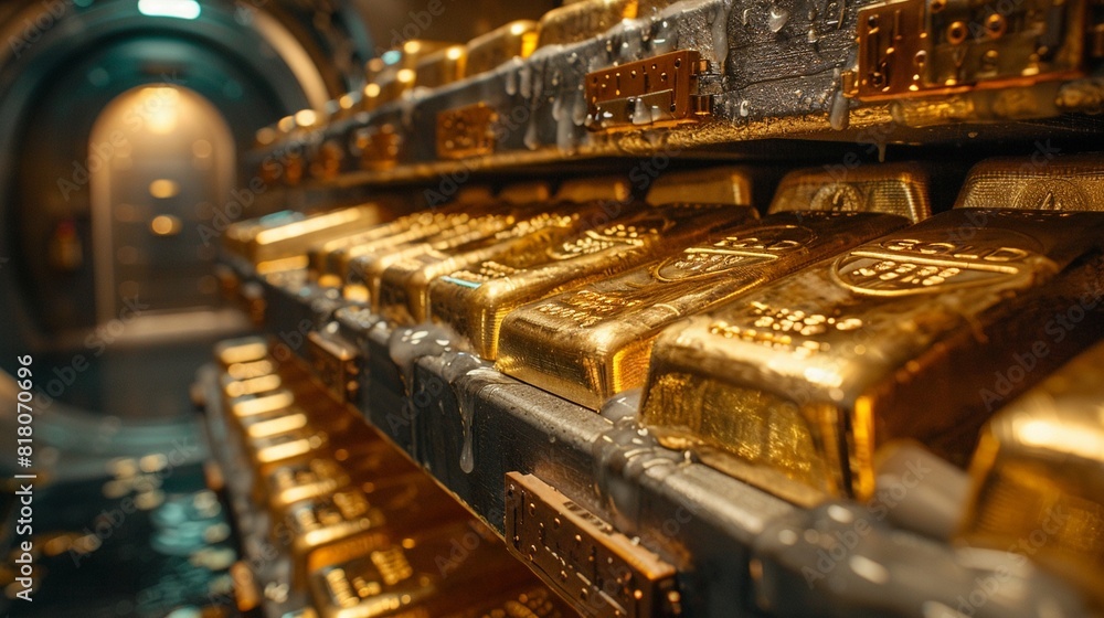 A highsecurity vault filled with gold bars and cash, symbolizing the secure and powerful influence of accumulated wealth A highsecurity vault filled with gold bars and cash, symbolizing the secure and powerful influence of accumulated wealth