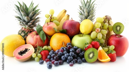 A variety of fruits are arranged in a visually appealing way.