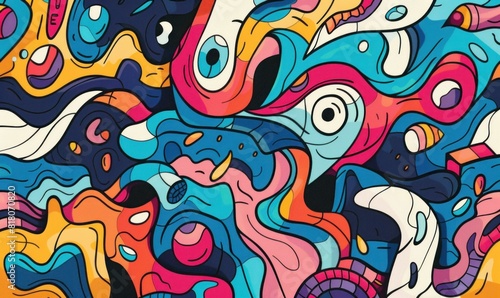 Colorful Abstract Background with Vibrant Shapes and Designs in Multicolored Palette