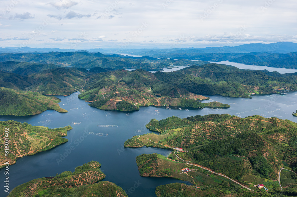 Aerial photography of the scenery of Xiaojiucaigou in Shuifeng Lake, Liaoning Province Aerial photography of the scenery of Xiaojiucaigou in Shuifeng Lake, Liaoning Province
