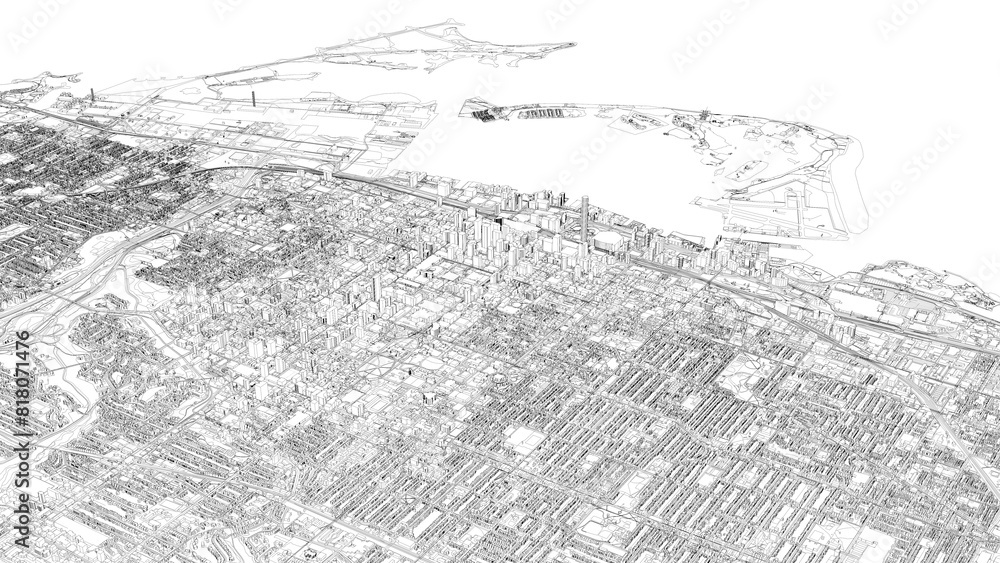 Fototapeta premium 3D illustration of city and urban in Toronto Canada