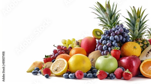 A variety of fruits are arranged in a colorful and visually appealing way.