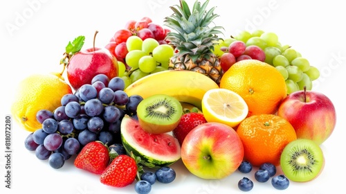 A variety of fruits are arranged in a visually appealing way