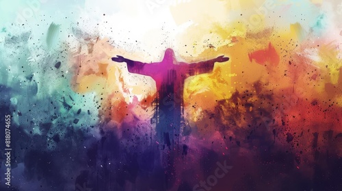 jesus christ in worship abstract watercolor background digital painting photo