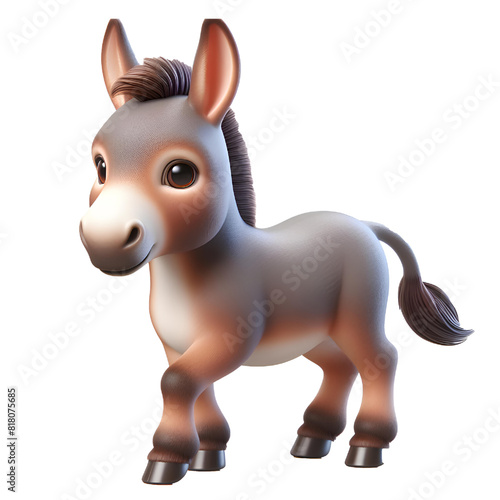 3D CUTE African Equus Asinus Donkey Isolated on white background