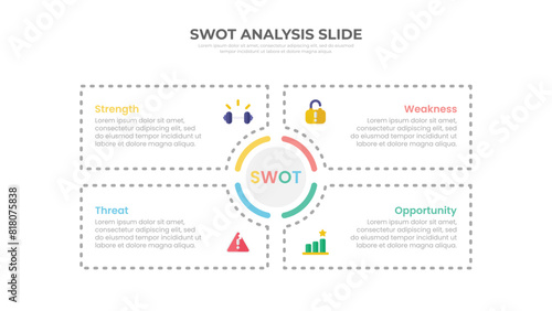 SWOT Analysis Slide Infographic with 4 rectangular elements