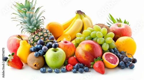 A variety of fruits are arranged in a visually appealing way.