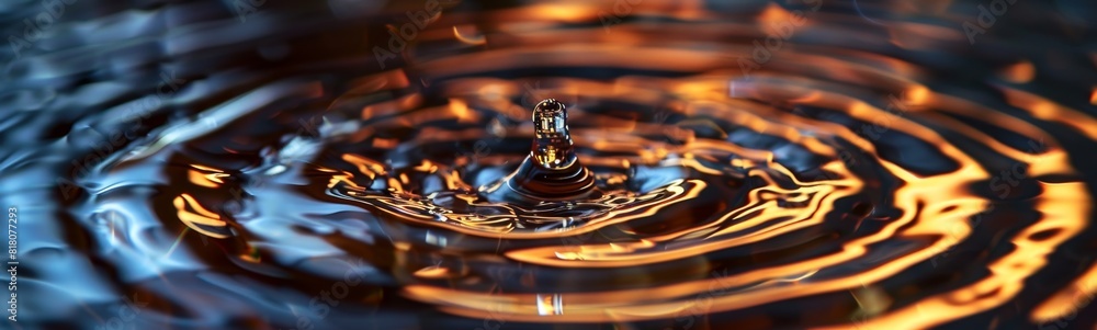 Drop of water that is falling into a bowl. Banner Drop of water that is falling into a bowl. Banner