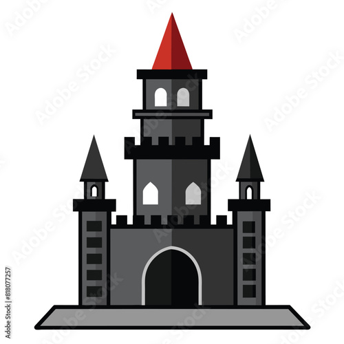 Castle black tower vector icon design on white background