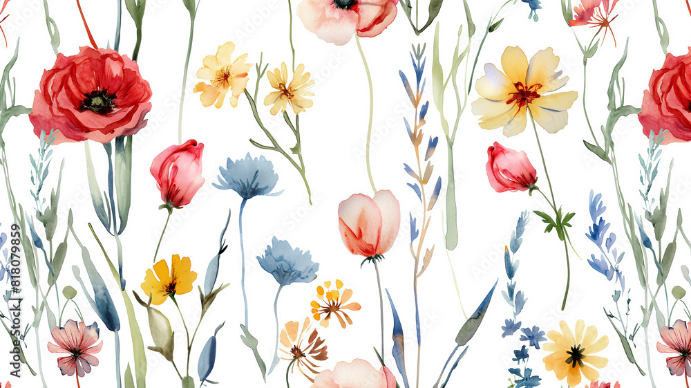 ilustracion estilo acuarelas sobre flores del campo fondo blanco ilustracion estilo acuarelas sobre flores del campo fondo blanco