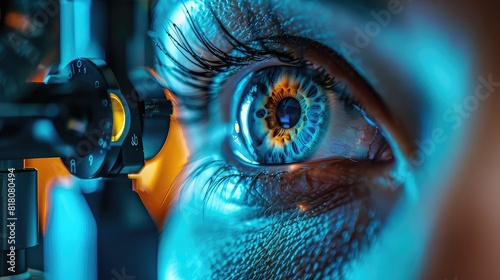 AI for retinal image analysis in diabetic retinopathy detection selective focus, ophthalmology, vibrant, Composite, retinal camera backdrop