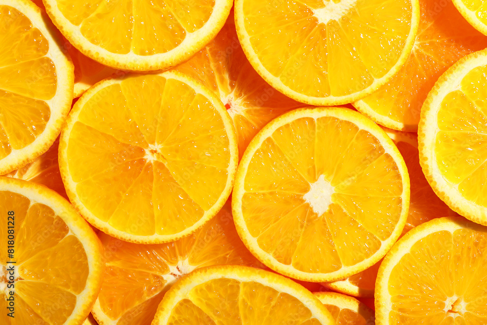 Slices of juicy orange as background, top view Slices of juicy orange as background, top view