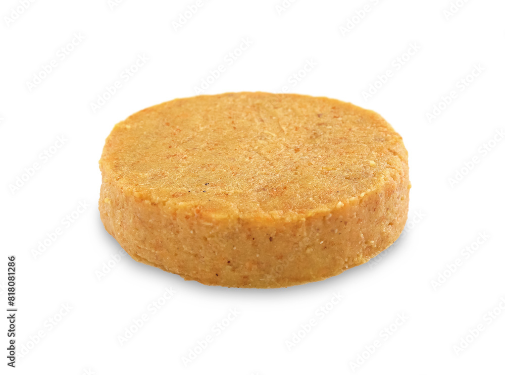Uncooked lentil cutlet isolated on white. Vegetarian product Uncooked lentil cutlet isolated on white. Vegetarian product